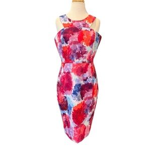 Trina Turk Delano Watercolor Floral Sleeveless Sheath Racerback Cocktail Size 12